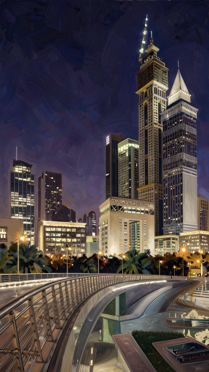 Dubai modern skyline, oil painting