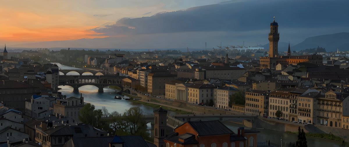 Florence skyline, oil painting