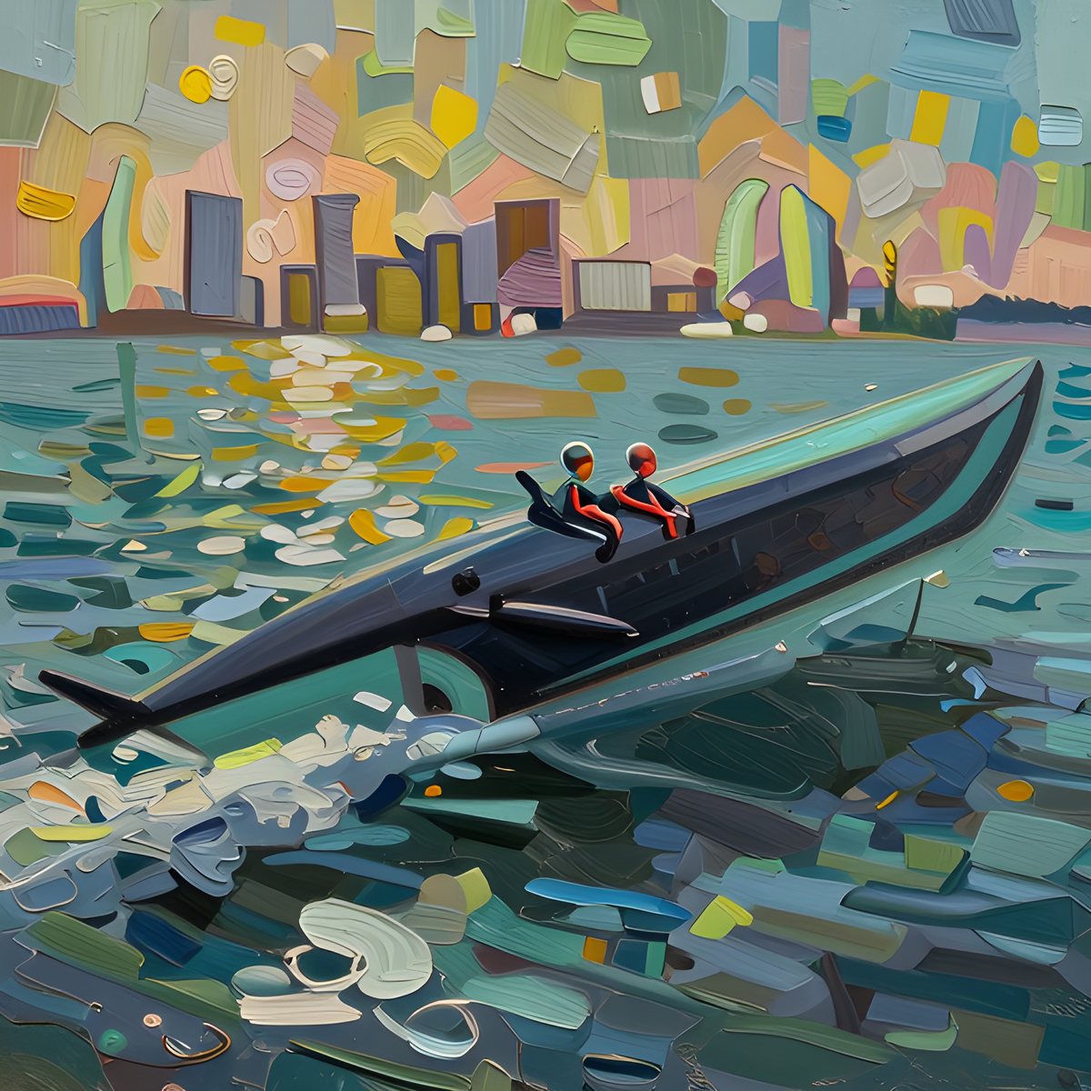 Cigarette speedboat, painterly