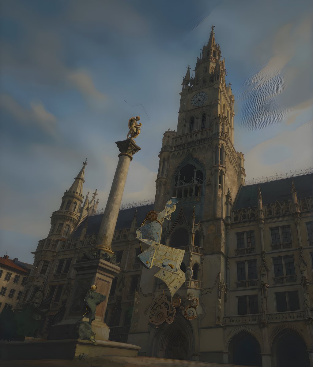 Munich in the evening, oil painting
